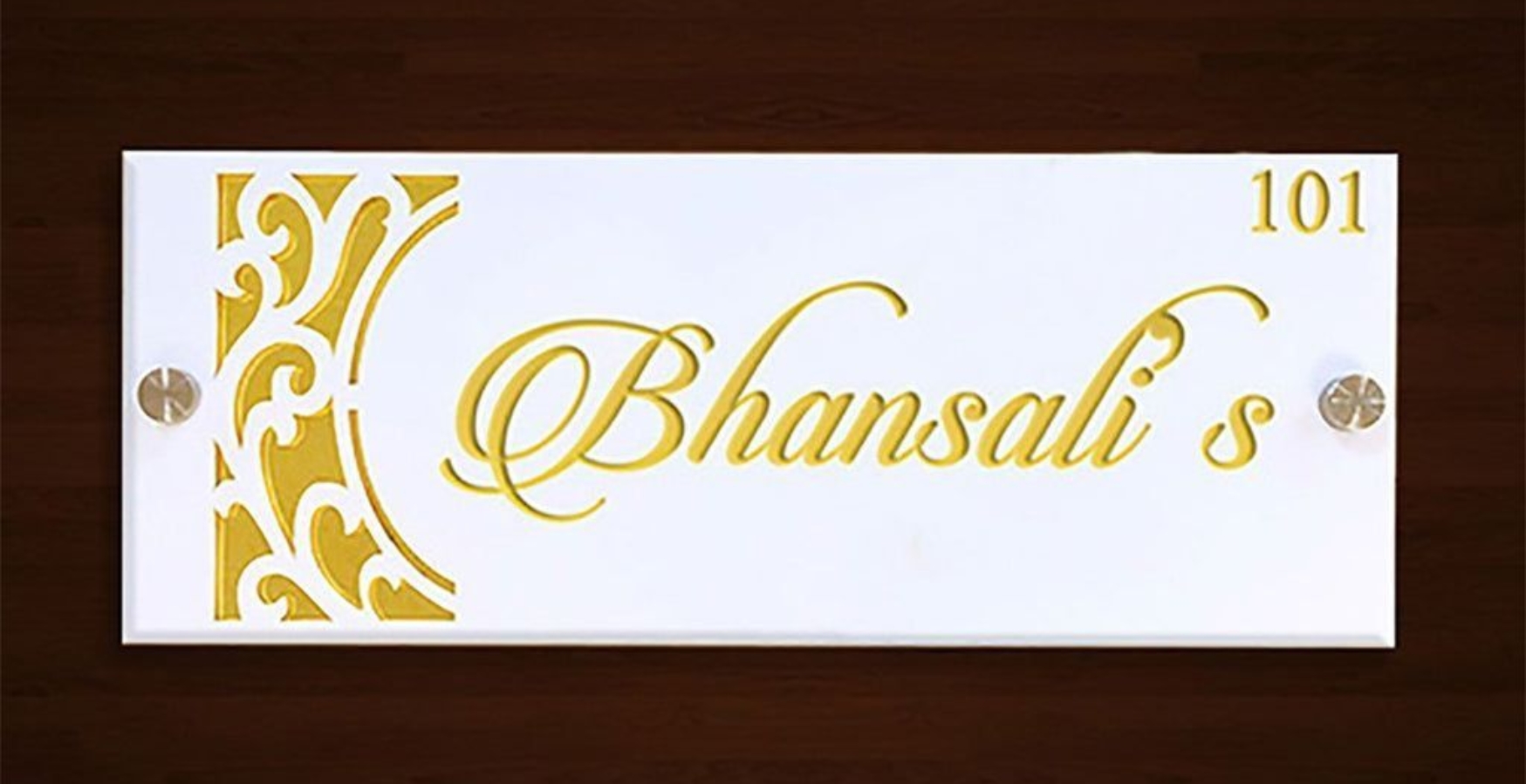 Enhance your villa entrance with elegant name plates featuring your family name, villa name, or house number.