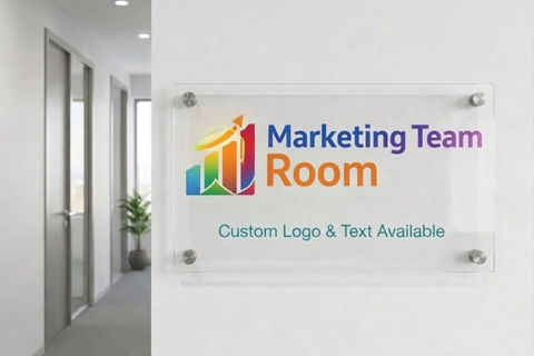 Welcome visitors with premium reception signs displaying your company name and logo.